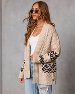 Janeth Cable Knit Printed Cardigan