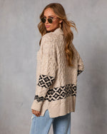 Janeth Cable Knit Printed Cardigan