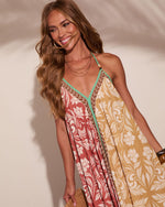 Perta Abstract Color Block Halter Neck Maxi Dress
