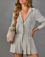Between Seasons Plaid Fitted Waist Romper