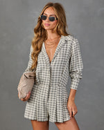 Between Seasons Plaid Fitted Waist Romper