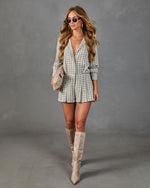 Between Seasons Plaid Fitted Waist Romper