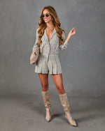 Between Seasons Plaid Fitted Waist Romper