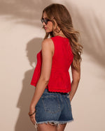 Freedom Frolic Cotton Eyelet Front Tie Top
