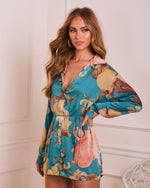 Blue Floral % Grinnell Button Front Romper-3