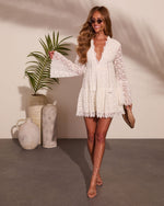 Ocean Morning Floral Lace Mini Dress
