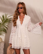 Ocean Morning Floral Lace Mini Dress