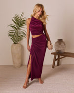 Palmaria Pleated Gathered Front Maxi Skirt