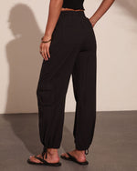 Chic Standard Cotton Drawstring Wide Leg Cargo Pants