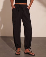 Chic Standard Cotton Drawstring Wide Leg Cargo Pants