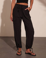 Chic Standard Cotton Drawstring Wide Leg Cargo Pants