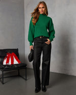 Kelly Green % Amsterdam Mock Neck Sweater-1