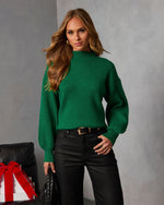 Kelly Green % Amsterdam Mock Neck Sweater-2