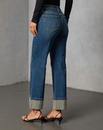 Sparkle Season Stretch Wide Leg Embellished Cuff Jeans