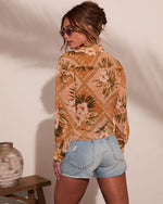 Mediterranean Muse Floral Front Tie Top