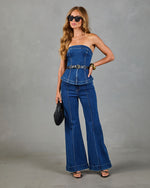 Radiant Escape Belted Denim Corset Top