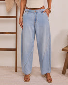 Kaleena Rigid Mid Rise Barrel Leg Jeans