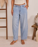 Kaleena Rigid Mid Rise Barrel Leg Jeans