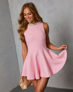 Light Shift Embellished Tweed Mini Dress