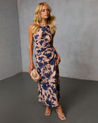 Thessara Printed Ruched Maxi Dress