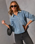 Light Layers Denim Button Down Top