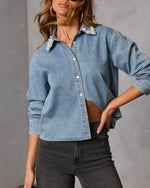 Light Layers Denim Button Down Top