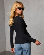 Black % Briselle Ribbed Knit Peplum-4