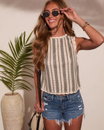 Poolside Chic Striped Crochet Tank Top