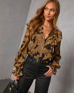 Maicie Paisley Mock Neck Top