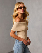 Light Khaki % Chai Moon Off The Shoulder Top-3