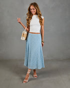 Refined Style Smocked Floral Lace Midi Skirt
