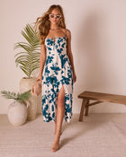 Sabine Corset Floral Fit and Flare Midi Dress