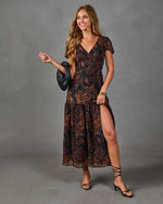 Coming Up Roses Floral Chiffon Maxi Dress