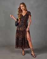 Coming Up Roses Floral Chiffon Maxi Dress