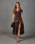 Coming Up Roses Floral Chiffon Maxi Dress