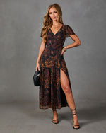Coming Up Roses Floral Chiffon Maxi Dress