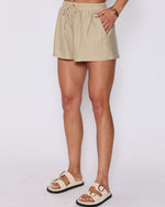 Khaki % Ellory Pocketed Linen Shorts-3