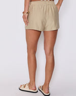 Khaki % Ellory Pocketed Linen Shorts-4