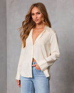 Quiet Reserve Pinstripe Button Down Top