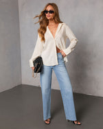 Quiet Reserve Pinstripe Button Down Top