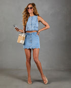 Lerah Scallop Denim Mini Skirt