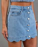 Lerah Scallop Denim Mini Skirt