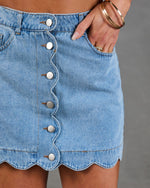 Lerah Scallop Denim Mini Skirt