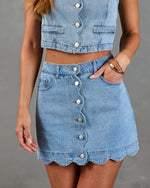 Lerah Scallop Denim Mini Skirt