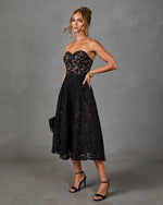 Moonlit Belle Floral Lace Midi Dress