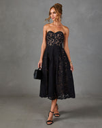 Moonlit Belle Floral Lace Midi Dress