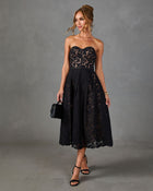 Moonlit Belle Floral Lace Midi Dress