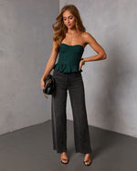 Green % Summer Picnic Gingham Peplum Corset Top-1