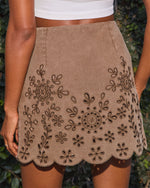 Fall in Bloom Cotton Floral Embroidered Eyelet Mini Skort