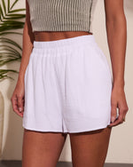 White % Fiji Cotton Pocketed High Rise Shorts-3